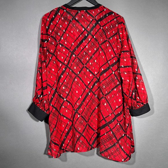 NWT Slim Factor Investments Blouse Long‎ Sleeve Sheer Tie Size XL - Picture 14 of 16